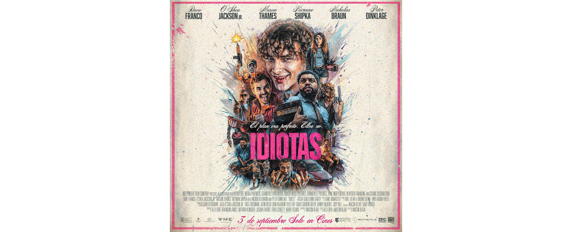 "Idiotas", con Dave Franco y Peter Dinklage, un road trip de acción, caos y malas decisiones