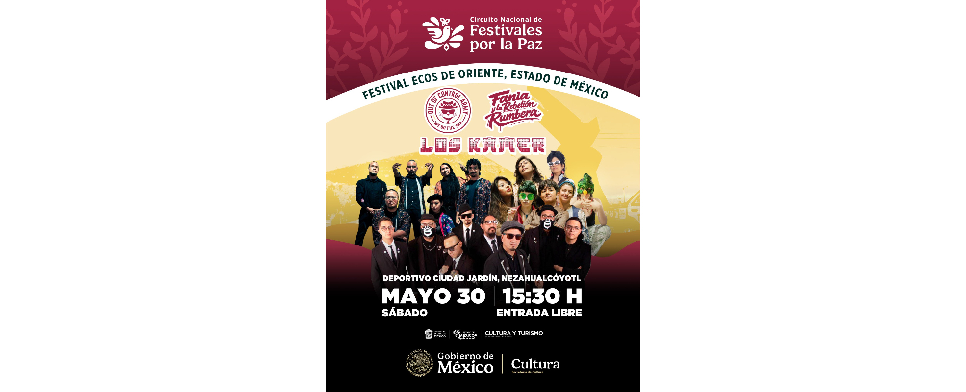 Panteón Rococó encabezará el Festival Ecos de Oriente en el Deportivo Ciudad Jardín junto a Los Kamer, Nana Pancha y más