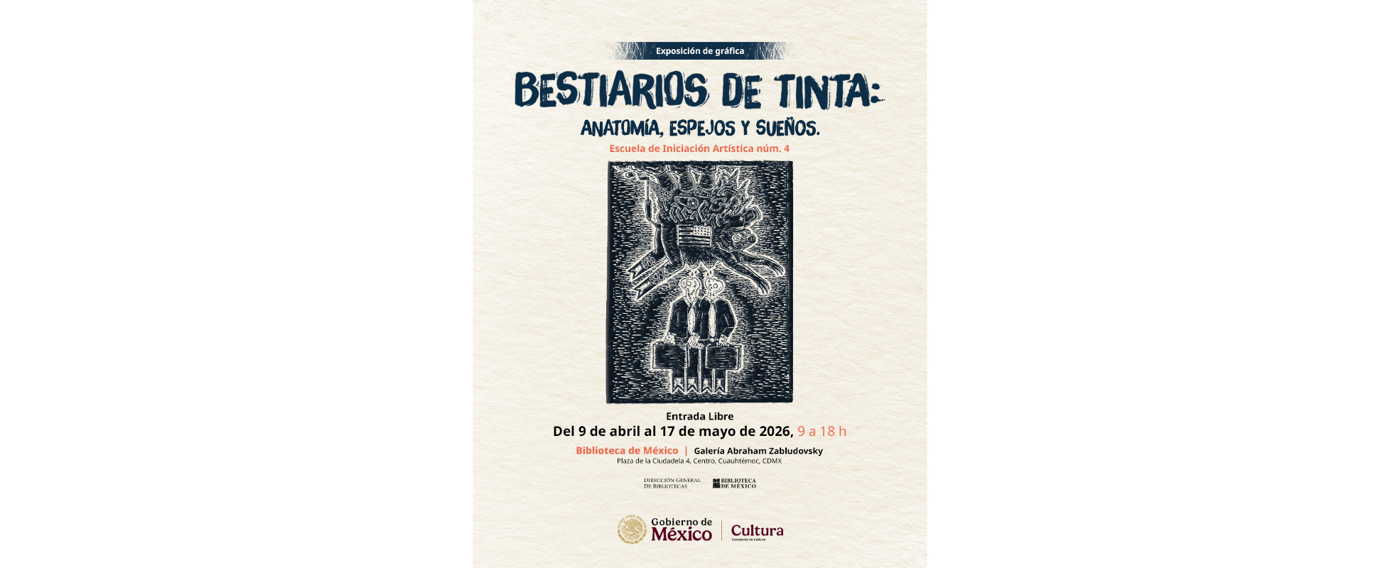 En “Bestiarios de tinta: anatomía, espejos y sueños” confluyen la imaginación y el arte en la Biblioteca Vasconcelos