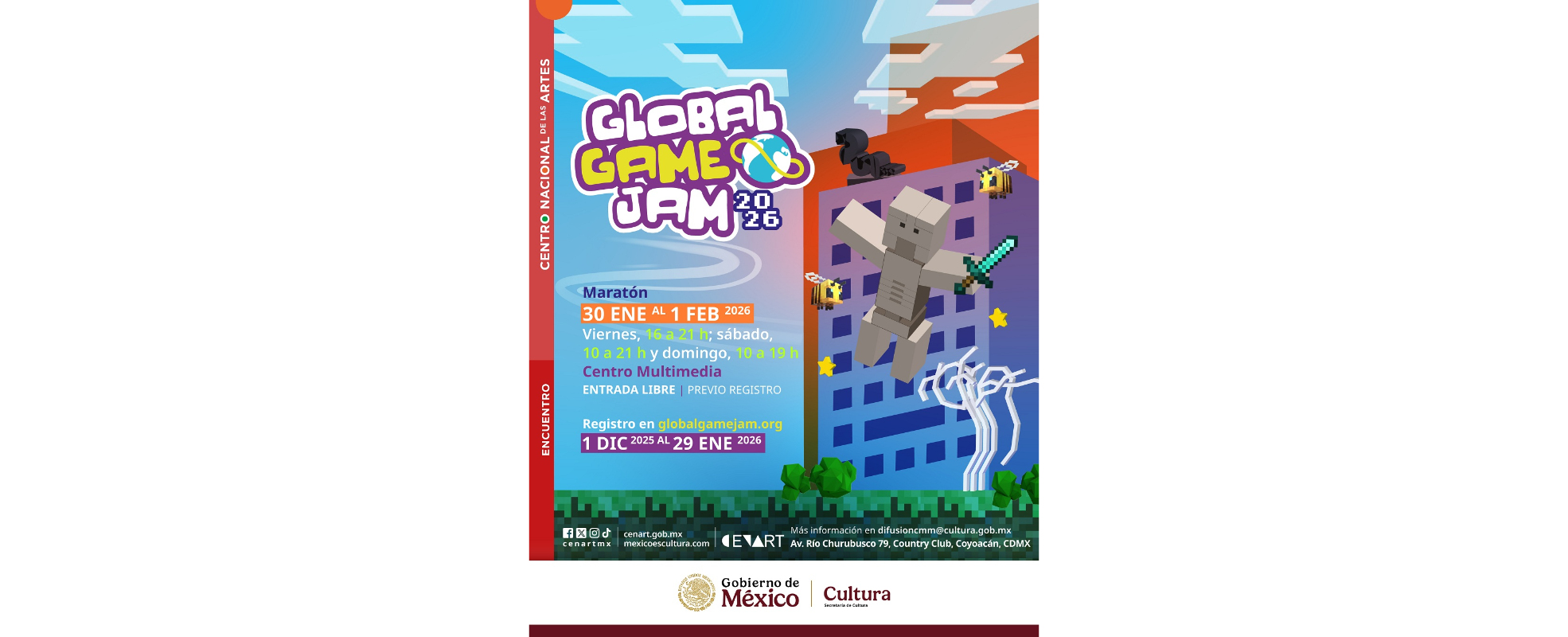 Todo listo para el Global Game Jam 2026 en el Centro Multimedia del Cenart