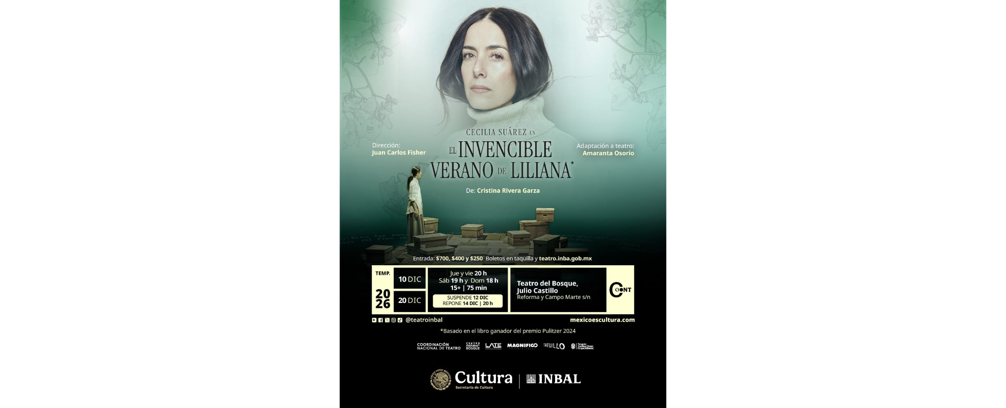 Cecilia Suárez protagonizará "El invencible verano de Liliana" en el Teatro Julio Castillo